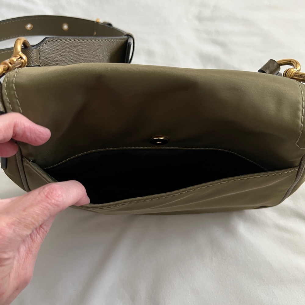 Marc Jacobs Trooper Nomad Saddlebag Olive Green Nylon Brass Hardware Crossbody - Picture 10 of 15